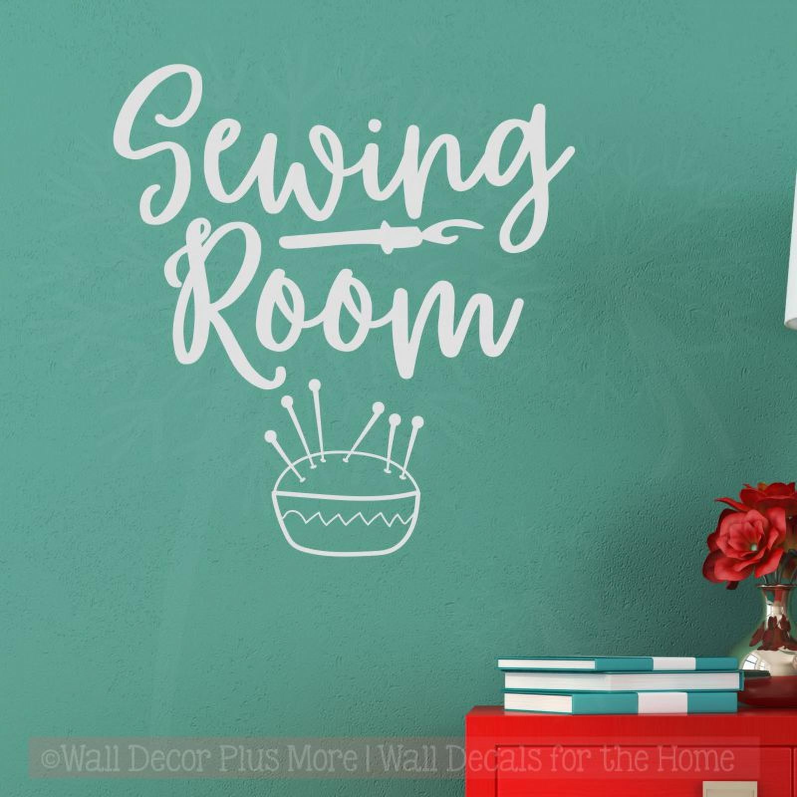 Sewing Room Wall Decals Sticker Vinyl Lettering Craft Hobby Room Decor 22x23-Inch Light Gray