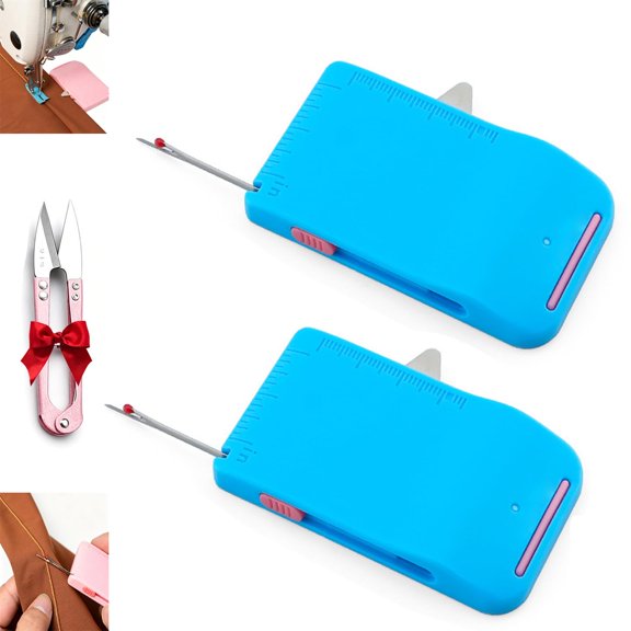 Sewing Seam Guide & Ripper–Multi-Functional Tool, Easy Seam Allowance & Stitch Removal, Magnetic Sewing Machine Sleeve Tool with Needle Threader, Dual-Scale Hemmer Guide Foot for Line (Mix)