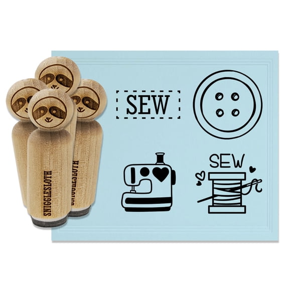 Sewing Sew Spool of Thread Machine Heart Button Rubber Stamp Set for Scrapbooking Crafting Stamping - Mini 1/2 Inch