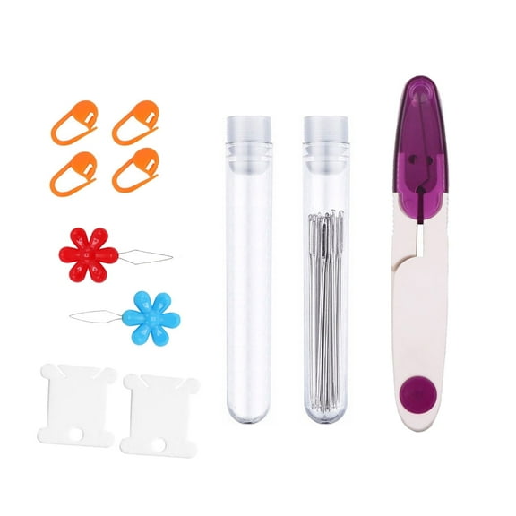 Sewing Sharp Needles Leather Needle Embroidery Yarn Knitting Needles with Threaders for Handsewing Art Crafts