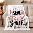thumbnail image 1 of Sewing Sip Smile, Playful Celestial Scene, Warm Flannel Blanket for Home Library and Reading Nook, Celestial Art Lovers Valentine's Day Gift, Celestial Home Decor, 1 of 9