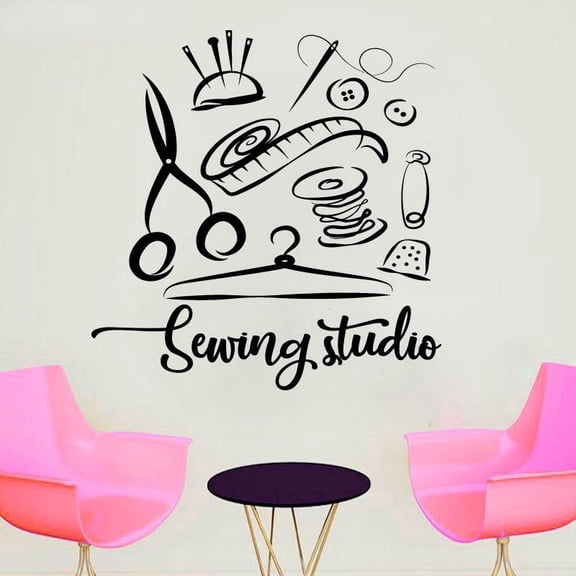Sewing Studio Wall Sticker Atelier Home Decor Vinyl Wall Decals Handmade Tailor Window Decoration Self-adhesive film Mural 42x43cm