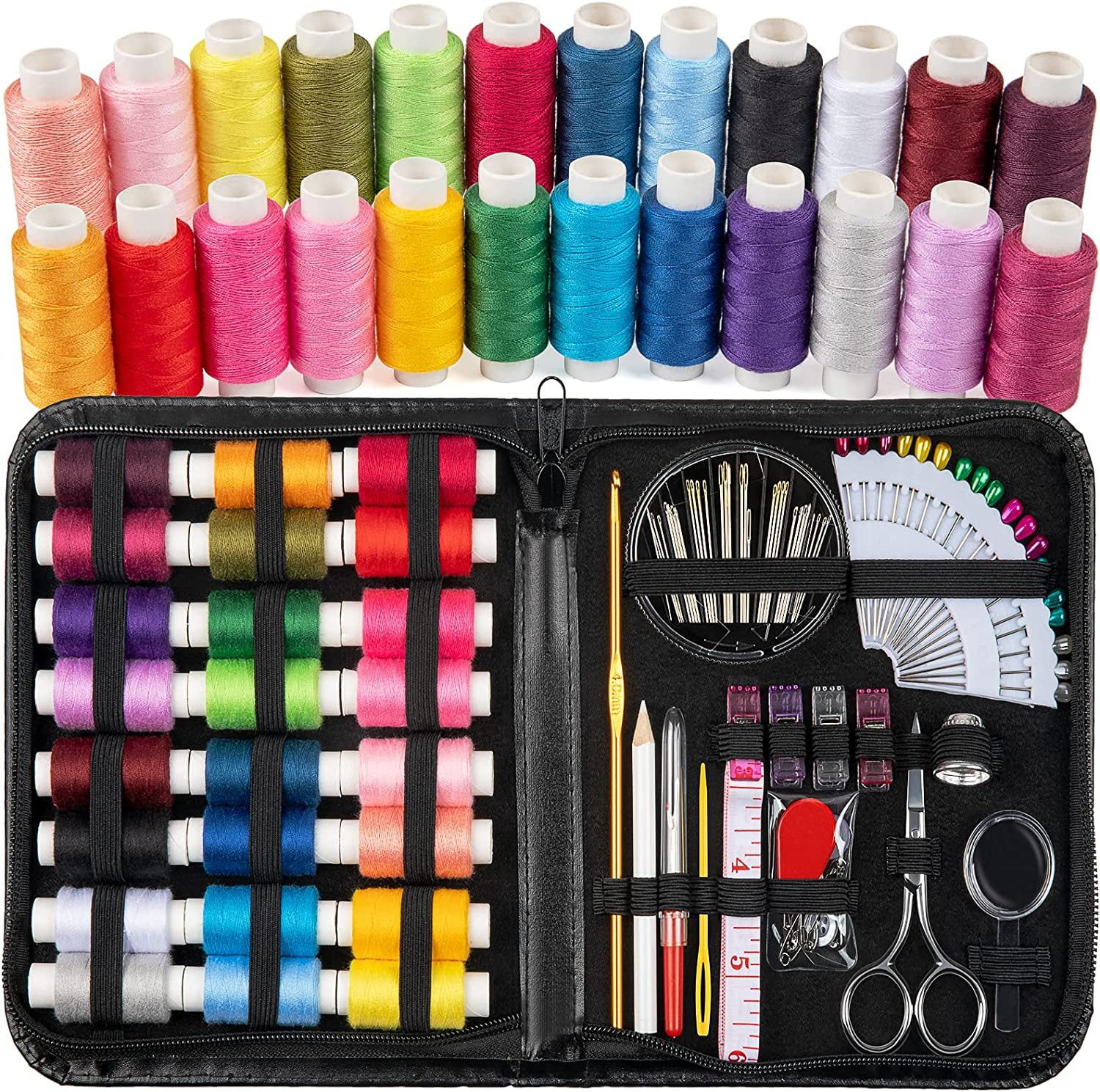 206 Pcs Sewing Needle & Thread Kit Supplies, Upgrade 41 XL Spools of Thread  Oxford Fabric Case, Portable Repair for Beginners Traveler 