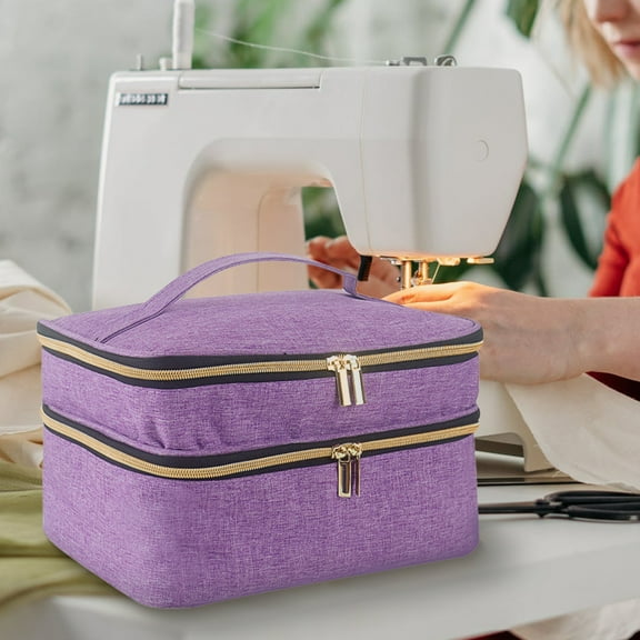 Sewing Supplies Organizer, Double Layer, Sewing Kits Carrying Bag, Portable, Waterproof Large Capacity Case for Thread Sewing Tools, Buttons