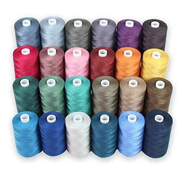 Sewing Thread - 24 Spools of Polyester Thread for Sewing Machine, Beginners, Hand Stitching & Quilting - 1000 yds Per Spool