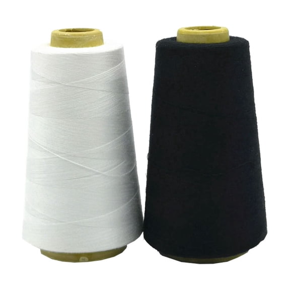 Sewing Thread Cone Set, 2 Pack Serger Thread, 3000 Yards Each, All Purpose Thread for Sewing, Quilting, Machines, Overlock,Hand Embroidery (Black&White)