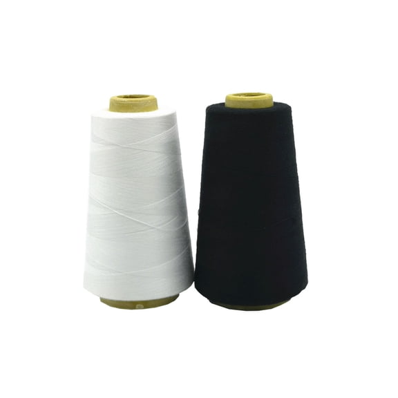 Sewing Thread Cone Set, 2 Pack Serger Thread, 3000 Yards Each, All Purpose Thread for Sewing, Quilting, Machines, Overlock,Hand Embroidery (Black&White)