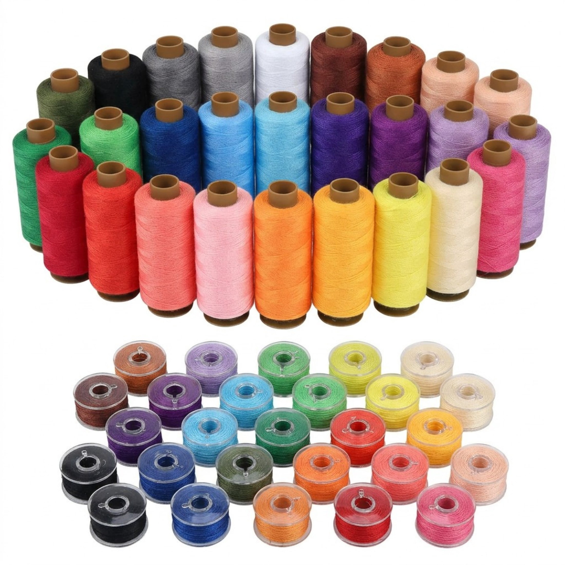Sewing Thread Kit, 50 Pieces, 400 Yards Prewound Bobbins for Hand and ...