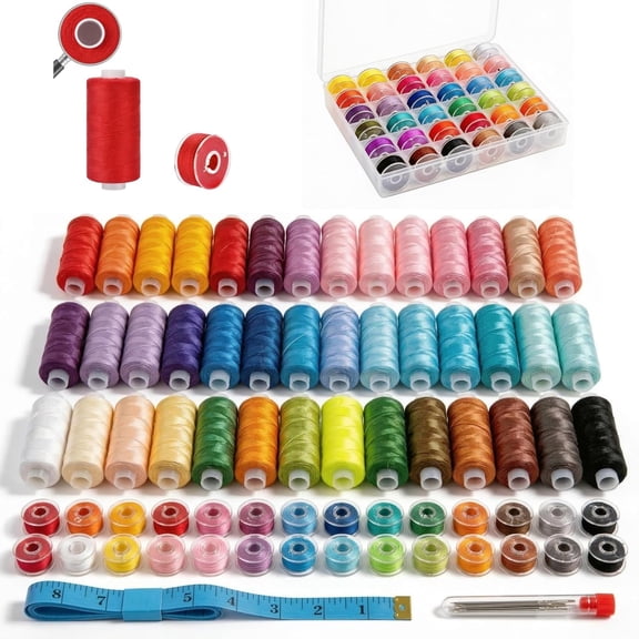 Sewing Thread Kit with Prewound Bobbins, 72PCS 36 Colors Polyester Thread Set, 400 Yards per Spool, for Sewing Machine & Hand Sewing, Quilting, Embroidery, Repairs, DIY Crafts
