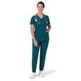thumbnail image 1 of Sewkind Women’s Scrub Set Caribbean Blue 3XL V-Neck Scrub Top and Jogger Pants 6 Pockets 100% Polyester Modern Fit, 1 of 6