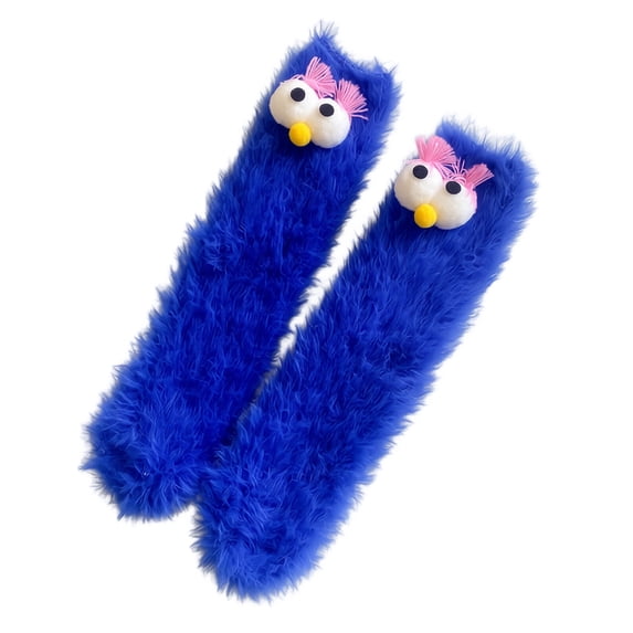 Sewkxo Ankle Socks Winter Fuzzy Socks for Women Girls Cosy Soft Warm Casual Home Sleep Sock Cartoon Dolls Sock,Blue One Size