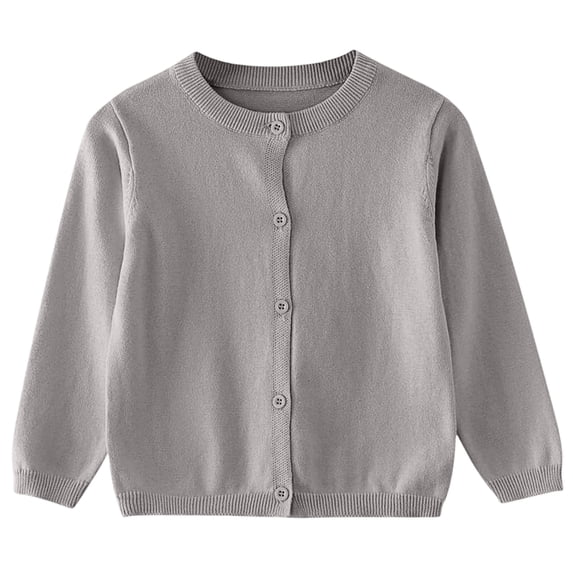 Sewkxo Baby Girls Boys Cotton Cardigan Long Sleeve Kid Button Sweater Girl Crew Neck Cardigans Uniform Sweater,Gray 80