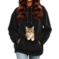 thumbnail image 1 of Sewkxo Cat Pouch Hoodie For Women Kangaroo Pocket Dog Pouch Sweatshirts Pet Carrier Animal Holder Long Sleeve Pullover Tops,Black XL, 1 of 7