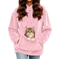 thumbnail image 1 of Sewkxo Cat Pouch Hoodie Pet Carrier Hoodies Women Oversized Kangaroo Pocket Lightweight Sweatshirts,Pink XL, 1 of 7