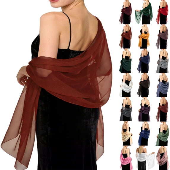 Sewkxo Chiffon Shawls and Wraps for Evening Dresses Women Soft Silky Elegant Wedding Bridal Scarve,Red One Size
