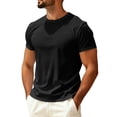 thumbnail image 1 of Sewkxo Crewneck Tshirts Men Plain T Shirts Relaxed Fit Basic Tees Soft,Black 2XL, 1 of 5