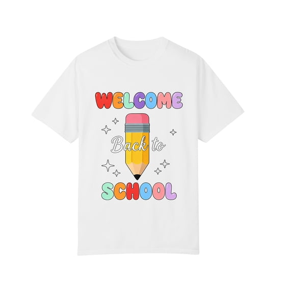 Sewkxo Girls Back To School Shirt Crew Neck Short Sleeve T Shirts Cartoon Print Cotton Funny Tees Children's Shirts,White 110