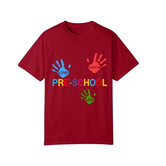 Sewkxo Girls Back To School Shirt Round Neck Short Sleeve T Shirts Cartoon Print Cotton Funny Tees Children's Shirts,Red 100