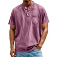 thumbnail image 1 of Sewkxo Henley Shirts for Men Acid Washed Oversized T Shirts Short Sleeve Summer Tops Stylish Vintage Plain Tees,Hot Pink XL, 1 of 5