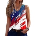 thumbnail image 1 of Sewkxo Independence Day Tank Top for Women's 4th Of July Patriotic American Flag Print Patriotic Vest Summer Lightweight Casual Loose T Shirts,White S, 1 of 5
