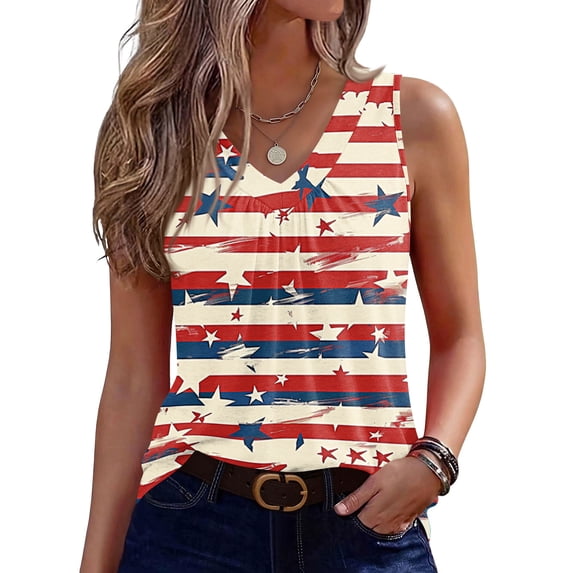 Sewkxo Independence Day Tanks Top for Womens 4th Of July Patriotic American Flag Print Patriotic Vests Summer Lightweight Casual Loose Fit Tee,Watermelon Red S