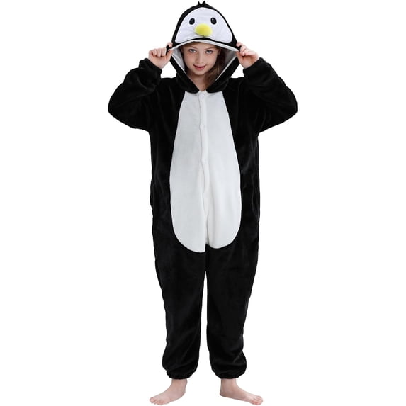 Sewkxo Kids Animal Onesie Costume Halloween Christmas Cosplay Costume Dress Up Clothes Romper Flannel for Girls Boys Kids,Black 100