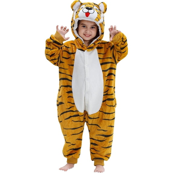 Sewkxo Kids Animal Onesie Costume Halloween Christmas Cosplay Costume Dress Up Clothes Romper Flannel for Girls Boys Kids,Brown 100