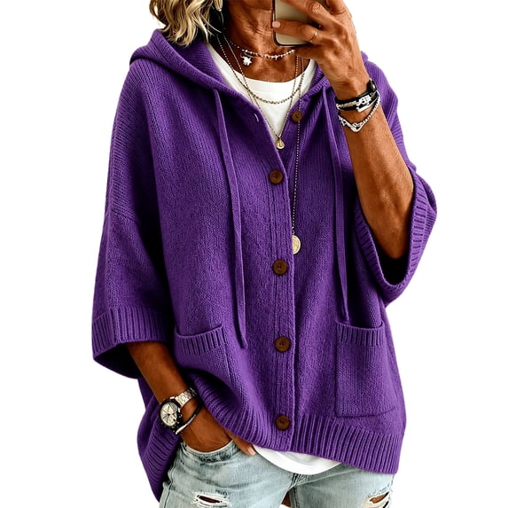 Sewkxo Long Sleeve Cable Knit Long Cardigan for Women 2026 Spring Winter Chunky Open Front Button Sweaters with Pockets,Pink XL