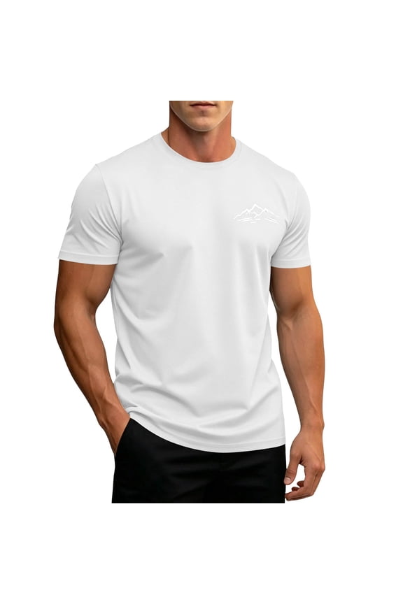 Men's Athletic Workout T-Shirts Moisture Wicking Cooling Running Shirts Short Sleeve Performance Tee,White L