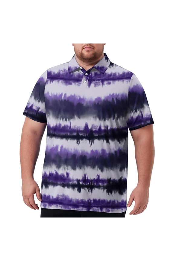 Men's Big and Tall Polo Shirts UPF 50+ Casual Work Quick Dry Short Sleeve Collared Golf Shirt(XL-8XL),Purple 7XL