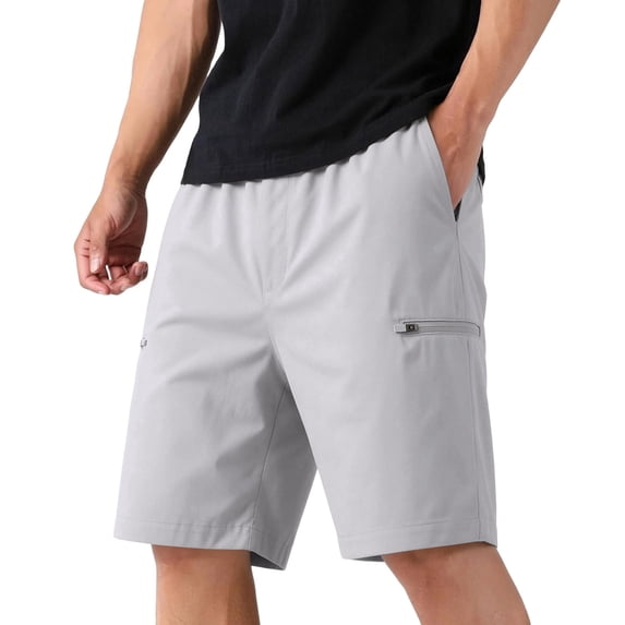 Sewkxo Men's Golf Shorts Stretch Quick Dry Hiking Work Dress Shorts for Men with 6 Pockets,Light Gray M