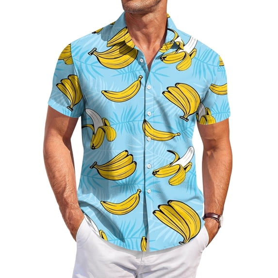 Sewkxo Men's Hawaiian Shirt Short Sleeve Floral Button Down Shirts Tropical Holiday Beach Shirts,Sky Blue S