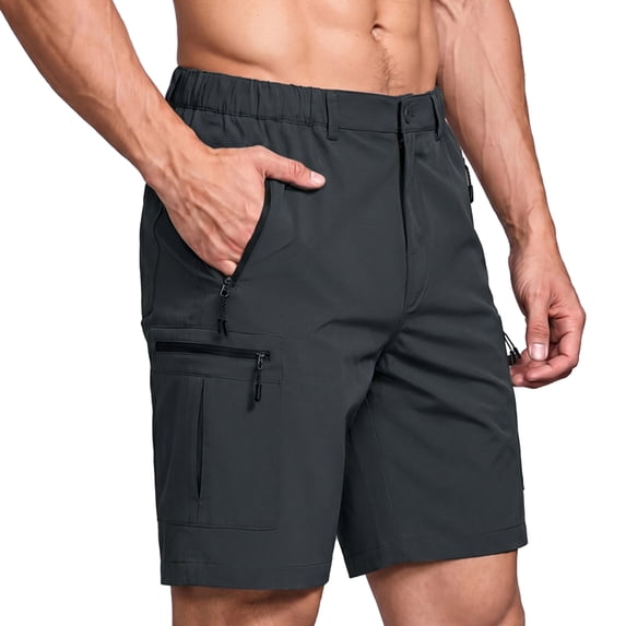 Sewkxo Men's Hiking Cargo Shorts Lightweight Outdoor Shorts for Men Trip Golf Camping Casual with 5 Zipper Pockets,Dark Gray XL