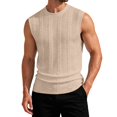 thumbnail image 1 of Sewkxo Men's Knitted Tank Tops Casual Sleeveless Shirt Summer Lightweight Trendy Light Tank Tops,Khaki S, 1 of 8