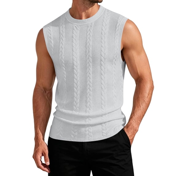 Sewkxo Men's Knitted Tank Tops Casual Sleeveless Shirt Summer Lightweight Trendy Light Tank Tops,Light Gray 2XL