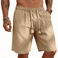thumbnail image 1 of Sewkxo Men's Linen Shorts Casual Elastic Waist Drawstring Summer Beach Vacation Golf Shorts with Pockets,Beige XL, 1 of 4
