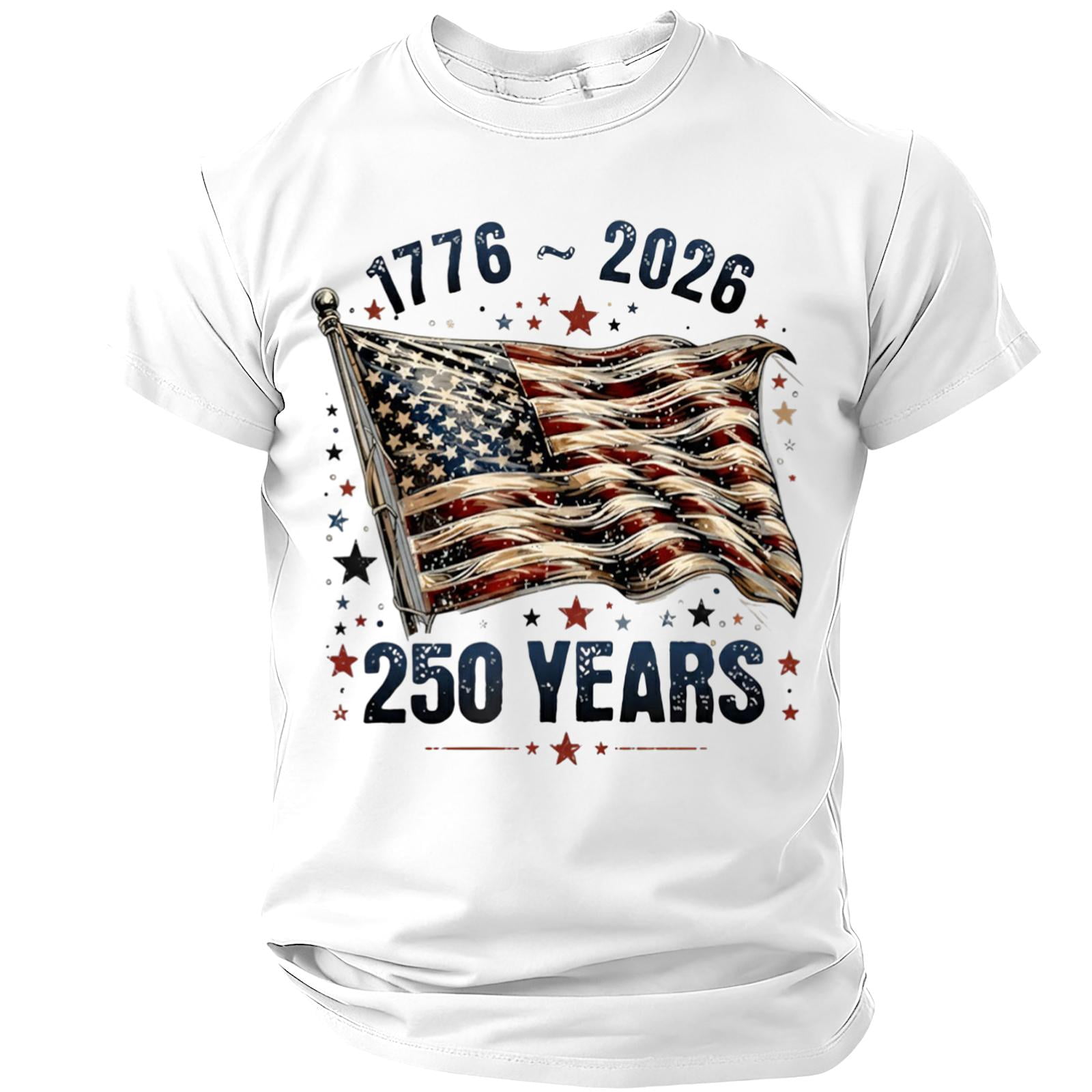 Sewkxo Men's Shirts Trendy 250th Anniversary American Flag Printed ...