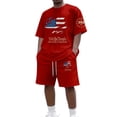 thumbnail image 1 of Sewkxo Men's USA Shirt and Shorts Set American Flag 2 Piece Outfits Fashion Summer Tracksuits Casual Sportwear Set,Red 2XL, 1 of 4