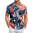 thumbnail image 1 of Sewkxo Mens Hawaiian Shirt Short Sleeve Button Down Tropical Shirts Casual Floral Summer Beach Shirt,Blue M, 1 of 6