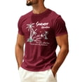 thumbnail image 1 of Sewkxo Mens Hawaiian Short Sleeve T-Shirts Graphic Crew Neck Casual Shirt Summer Beach Palm Tree Printed Vintage Tees,Wine 3XL, 1 of 5