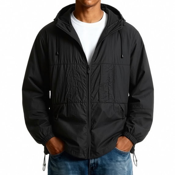 Sewkxo Mens Rain Jacket Lightweight Raincoat Waterproof with Hood Outdoor Windbreaker Jacket Travel Rain Jackets,Black 3XL