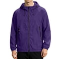 thumbnail image 1 of Sewkxo Mens Rain Jacket Lightweight Waterproof Raincoat with Hood Outdoor Rain Gear Travel Hiking Cycling,Dark Purple XL, 1 of 8