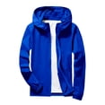 thumbnail image 1 of Sewkxo Mens Rain Jacket Lightweight Windbreaker Waterproof Raincoat Cycling Running Hiking Gear Hood Packable,Royal Blue 2XL, 1 of 6
