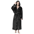 thumbnail image 1 of Sewkxo Mens Robes with Hood Flannel Fleece Bathrobe Full Length Plush Robe Coat Soft Warm Fleece Shower Spa Long Robe,Black L, 1 of 7