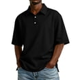 thumbnail image 1 of Sewkxo Mens Shirt Polo Fashion 2026 Lapel Buttons Short Sleeve Golf T Shirts Spring Summer Casual Baggy T Shirts with Pockets,Black XL, 1 of 4
