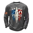 thumbnail image 1 of Sewkxo Mens Shirts Plus Size Waffle 250th Anniversary American Patriotic 4th Of July Round Neck Pullover Tops Spring Plus Size Casual Long Sleeve Tee,Dark Gray XL, 1 of 3
