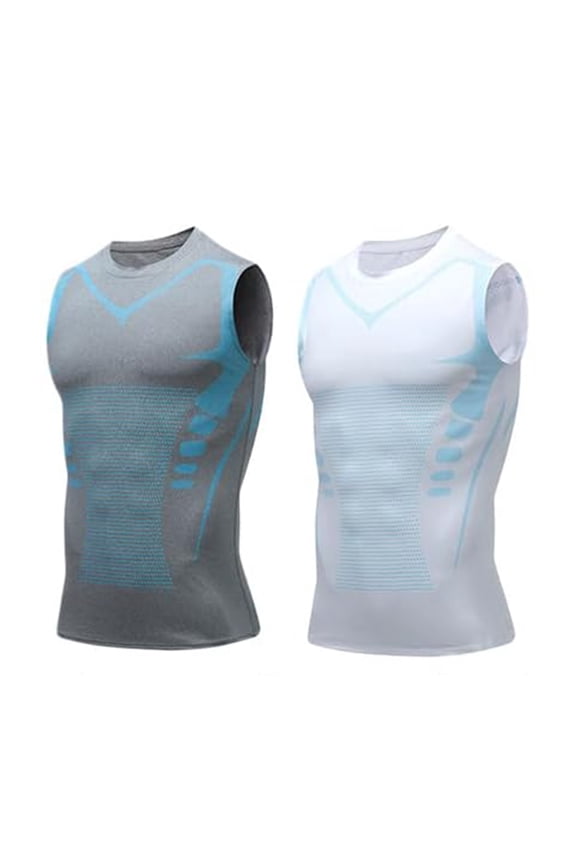 Mens Slimming Compression Shirt Slimming Undershirt Shirts for Men Body Shaper Vest Shapewear Tummy Control,White S