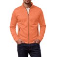thumbnail image 1 of Sewkxo Mens Zip Up Sweatshirt Without Hood Fall Fashion Jackets Zipper Mock Neck Coat Casual Long Sleeve Top With Pockets,Orange 2XL, 1 of 7