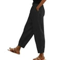 thumbnail image 1 of Sewkxo Pants Womens Sherpa Linen Drawstring Elastic Waist Trousers Spring Summer Casual Loose Lounge Trouser with Pockets,Black S, 1 of 6