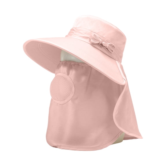 Sewkxo Sun Hats for Womens Detachable Face Cover Wide Brim Sun Protection Hats with Neck Flap UPF 50+ Outdoor Protection Hats Pink